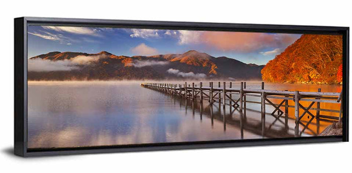 Foggy Pier at Lake Chuzenji Wall Art as a framed canvas