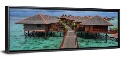 Overwater Bungalows Boardwalk Over Turquoise Sea Wall Art