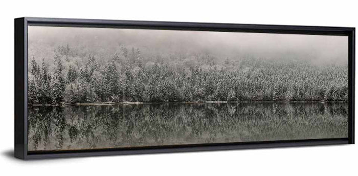 Saint Anna Lake Winter Fog Wall Art as a framed canvas