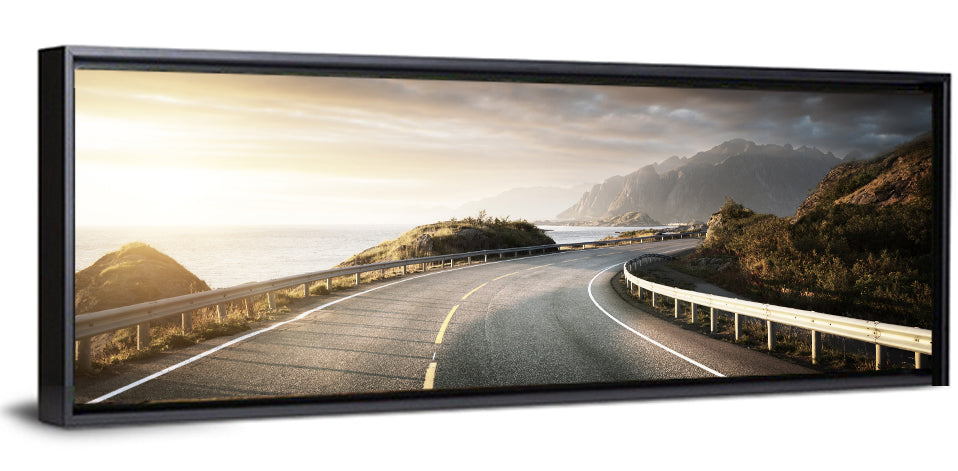 Golden Sunrise Coastal Road Wall Art