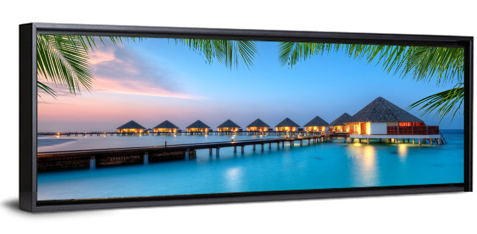 Overwater Bungalows at Twilight Wall Art