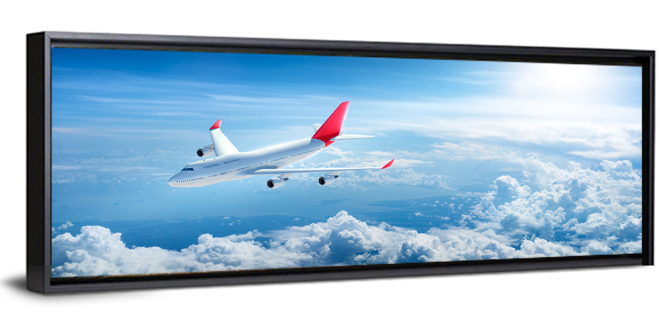 Airplane Over Blue Cloudscape Wall Art