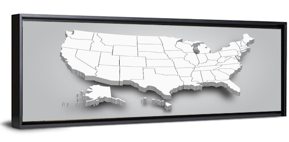 3d USA Map with Alaska and Hawaii Wall Art
