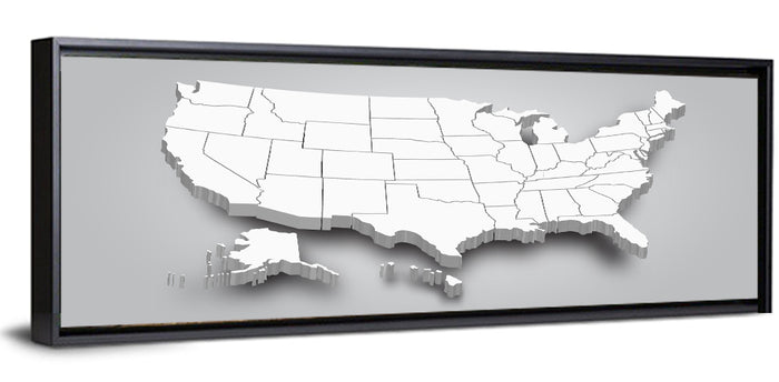 3d USA Map with Alaska and Hawaii Wall Art as a framed canvas