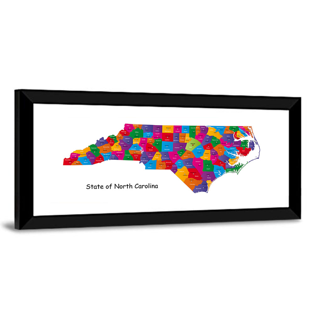 Colorful North Carolina Map Wall Art