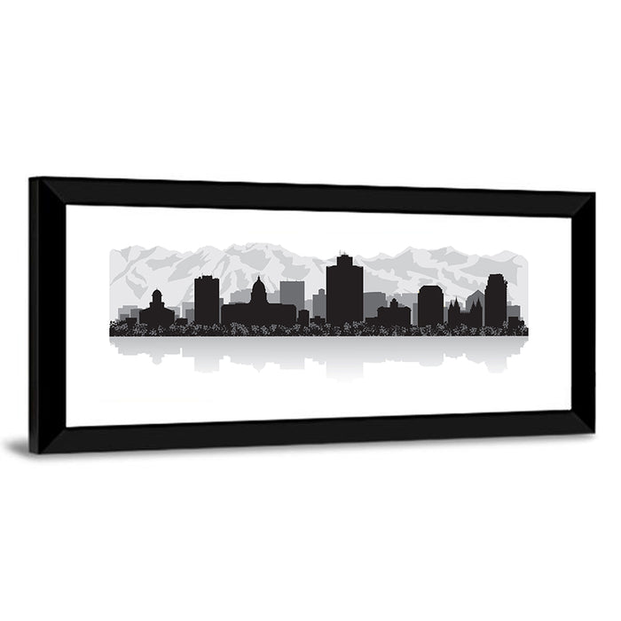 Salt Lake City Skyline Wall Art as a framed print