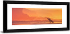 Surfer Silhouette at Golden Sunset Wall Art