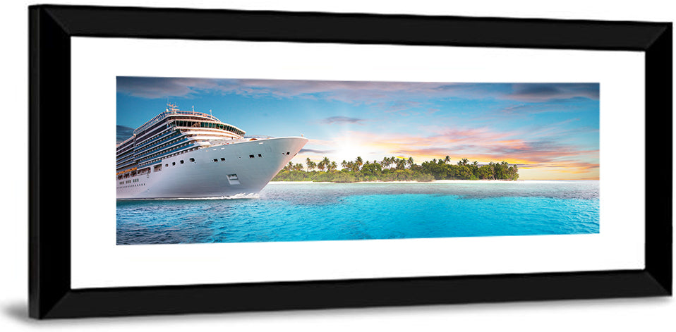 Cruise Ship at Tropical Sunset Wall Art