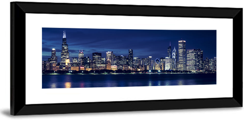 Chicago Night Skyline with Willis Tower Wall Art