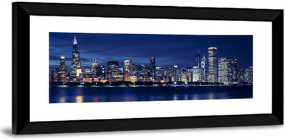 Chicago Night Skyline with Willis Tower Wall Art