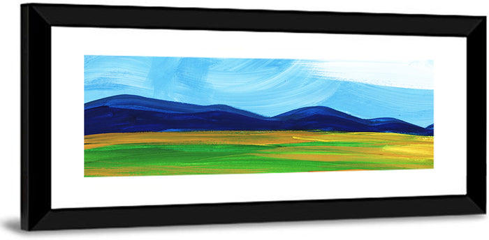 Serene Painted Mountains Wall Art as a framed print