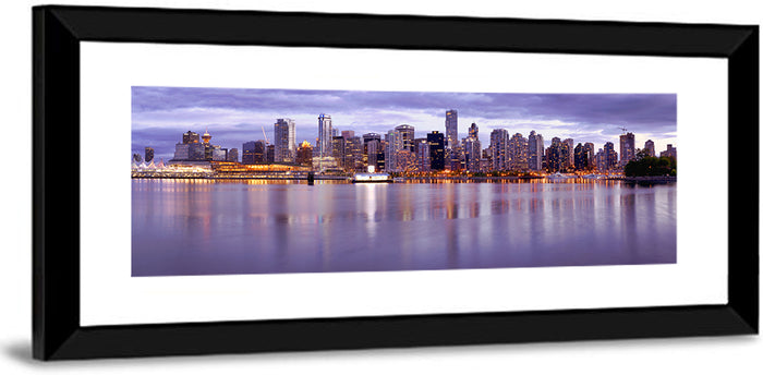 Vancouver Skyline at Twilight Wall Art as a framed print