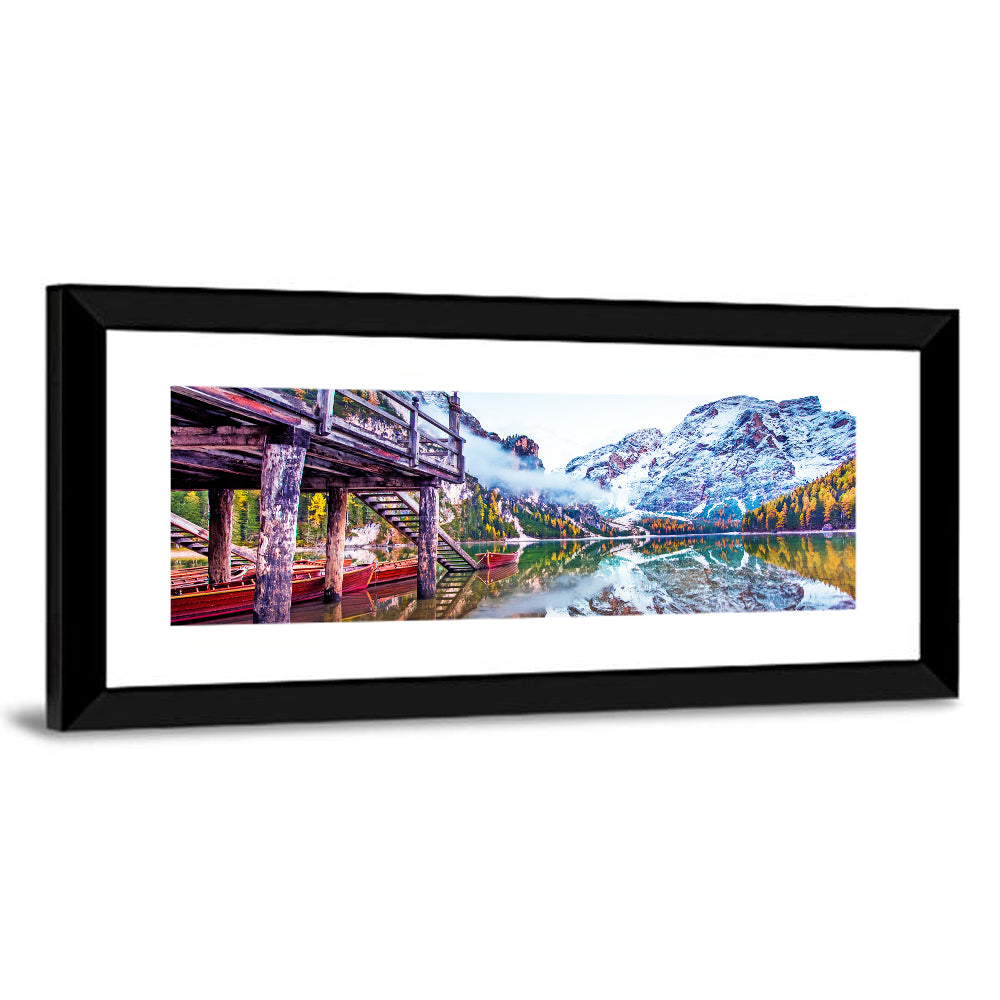 Lago Di Braies Boathouse Wall Art