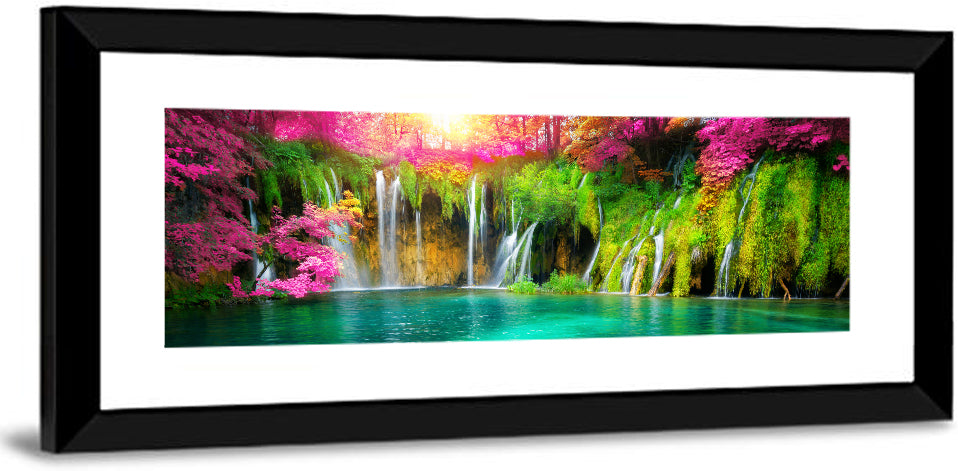 Plitvice Falls in Golden Light Wall Art