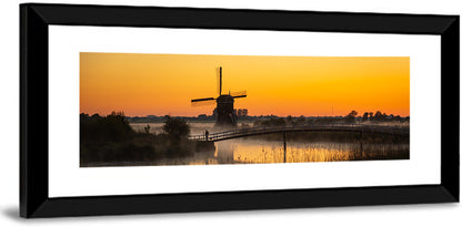 Misty Sunrise Windmill Wall Art