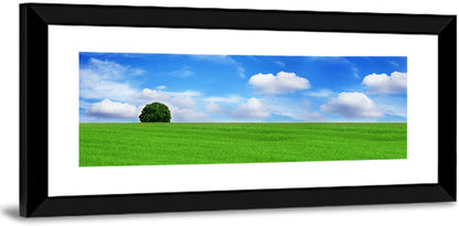 Solitary Tree Over Green Meadow Wall Art