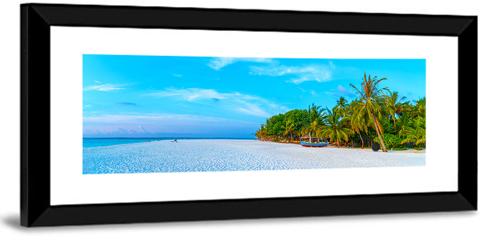 Blue Boat on Caribbean Beach Wall Art