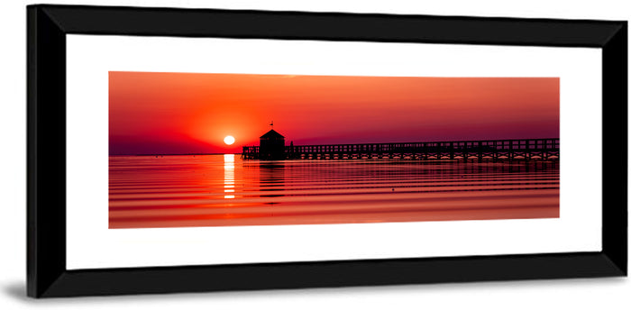 Wooden Pier at Sunset Wall Art as a framed print