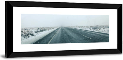 Foggy Winter Mountain Road Wall Art