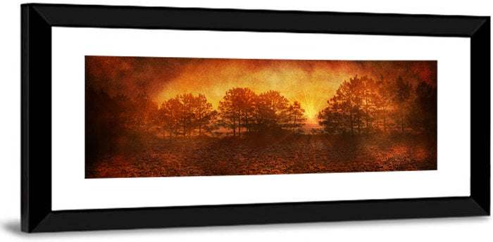 Autumn Forest Sunset Wall Art as a framed print