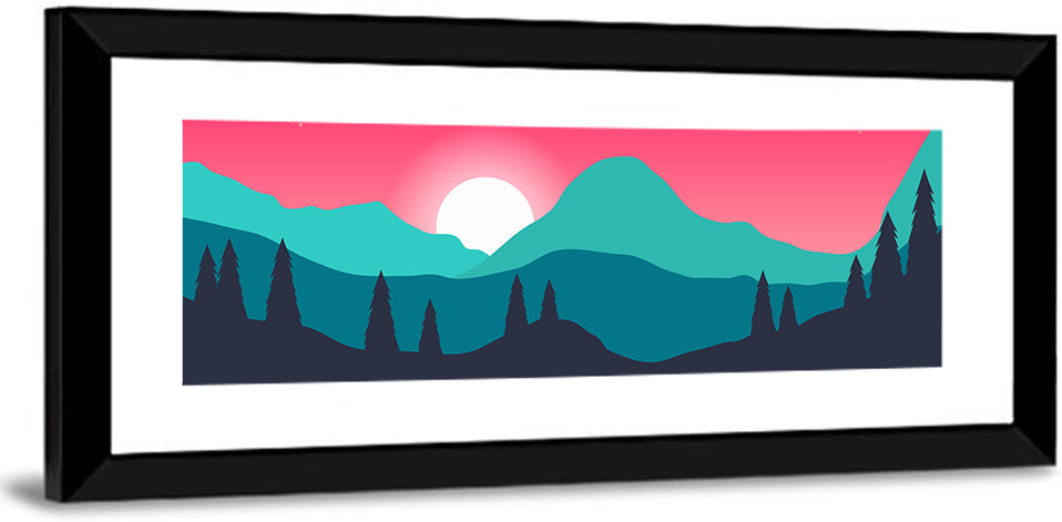 Turquoise and Pink Mountain Sunset Wall Art