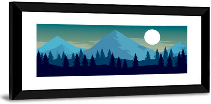 Moonlit Snowy Mountain Forest Wall Art