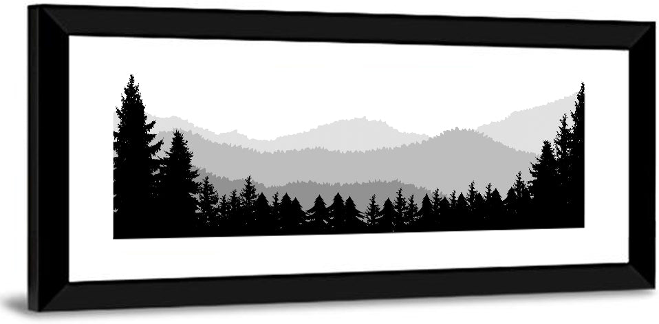 Foggy Mountain Silhouettes Wall Art