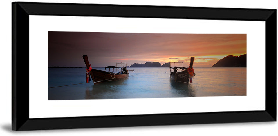 Phi Phi Longtail Boats at Golden Hour Wall Art