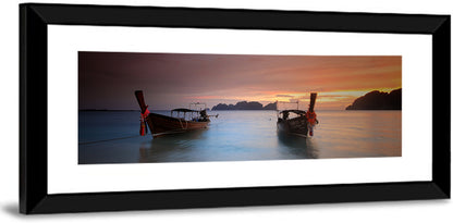 Phi Phi Longtail Boats at Golden Hour Wall Art