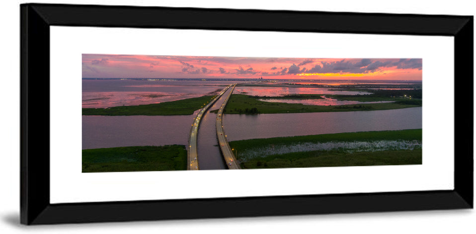 Mobile Bay Causeway at Dusk Wall Art