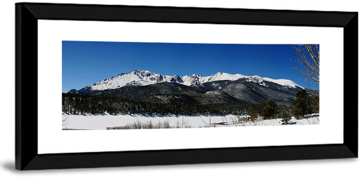 Pikes Peak Winter View Wall Art as a framed print