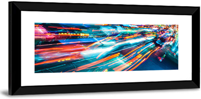 Night Traffic Light Trails Wall Art as a framed print