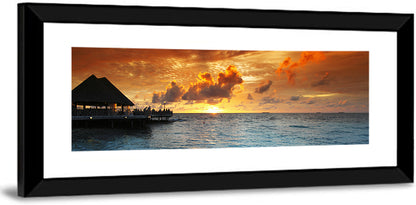 Overwater Bungalow Sunset Pier Wall Art