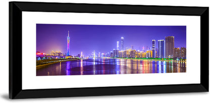 Guangzhou Skyline Night Over Pearl River Wall Art