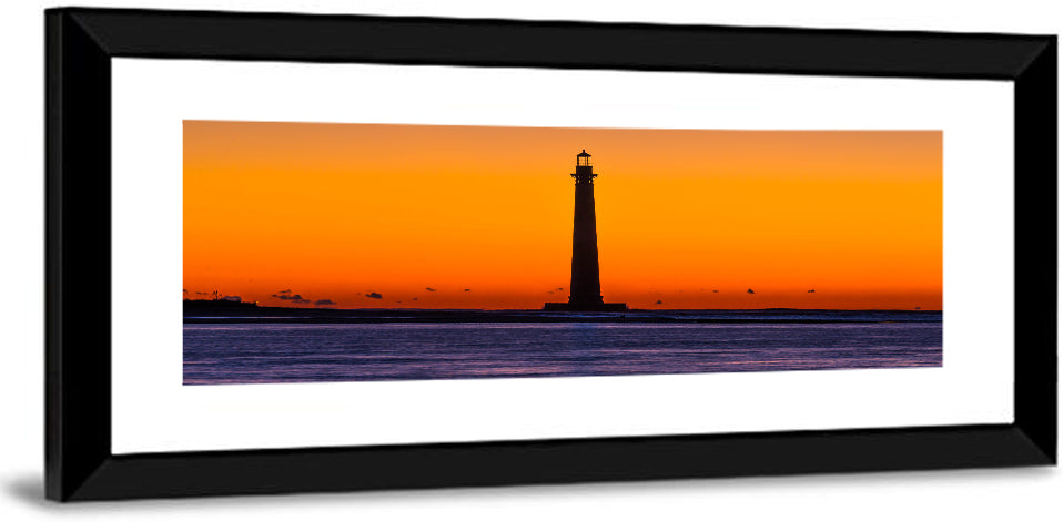 Minimalist Lighthouse Silhouette at Twilight Wall Art