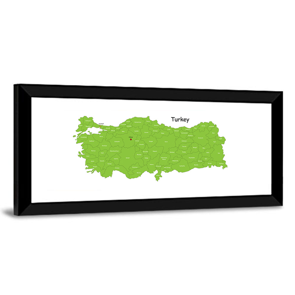 Turkey Map with Province Labels Wall Art