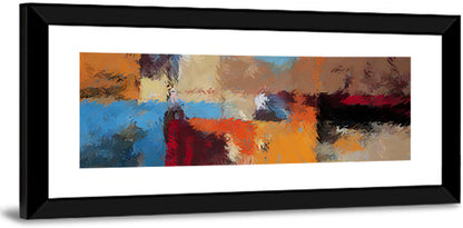 Patchwork Leaves in Blue and Orange Wall Art