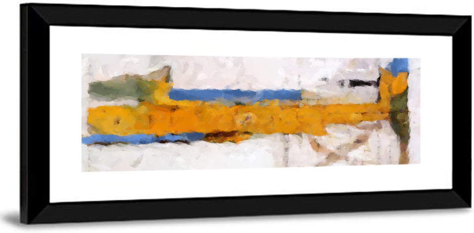 Lake Reflection in Yellow and Blue Wall Art