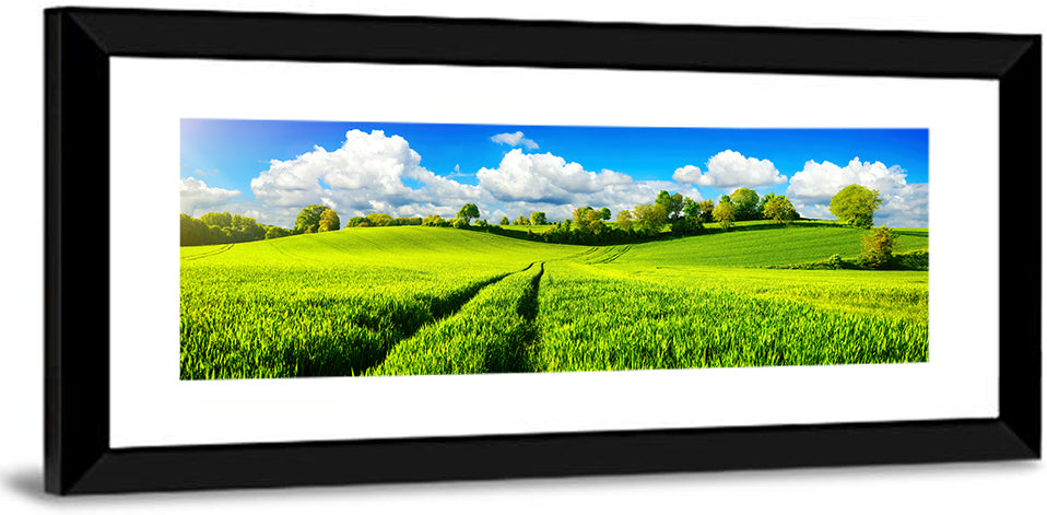 Tractor Tracks Through Green Rolling Hills Wall Art
