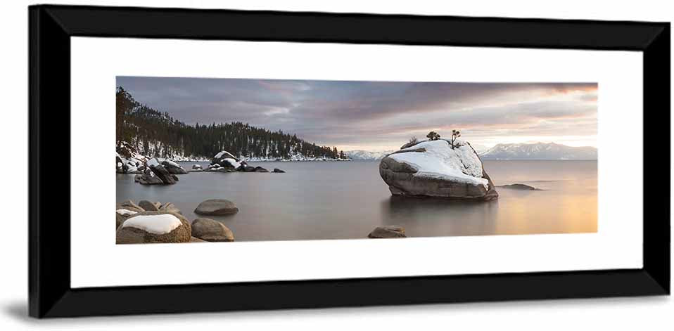 Bonsai Rock Winter Sunset Wall Art