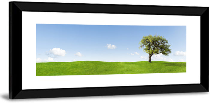 Lone Tree on Green Hill Wall Art as a framed print