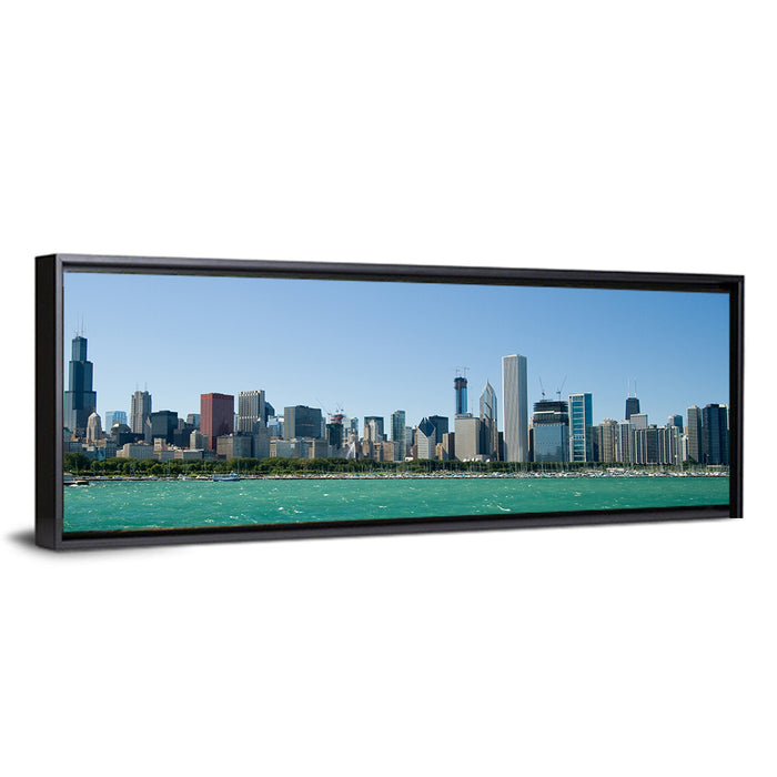 Chicago Skyline with Willis Tower Wall Art as a framed canvas