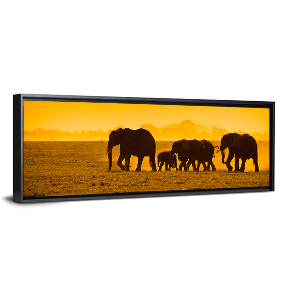 Elephant Family Silhouette Wall Art