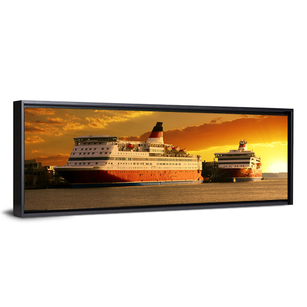 Red-hulled Cruise Ships at Dusk Wall Art