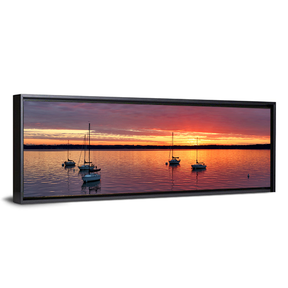 Lake Mendota Sailboats at Sunset Wall Art
