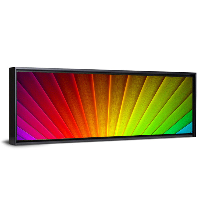 Geometric Rainbow Rays Wall Art as a framed canvas