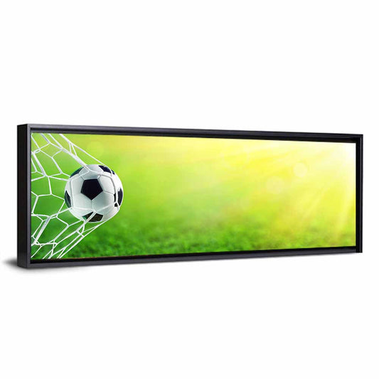 Sunlit Soccer Ball in Net Wall Art