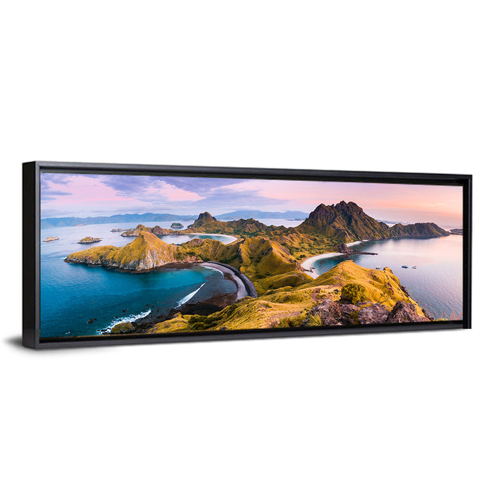 Padar Island Sunrise View Wall Art as a framed canvas