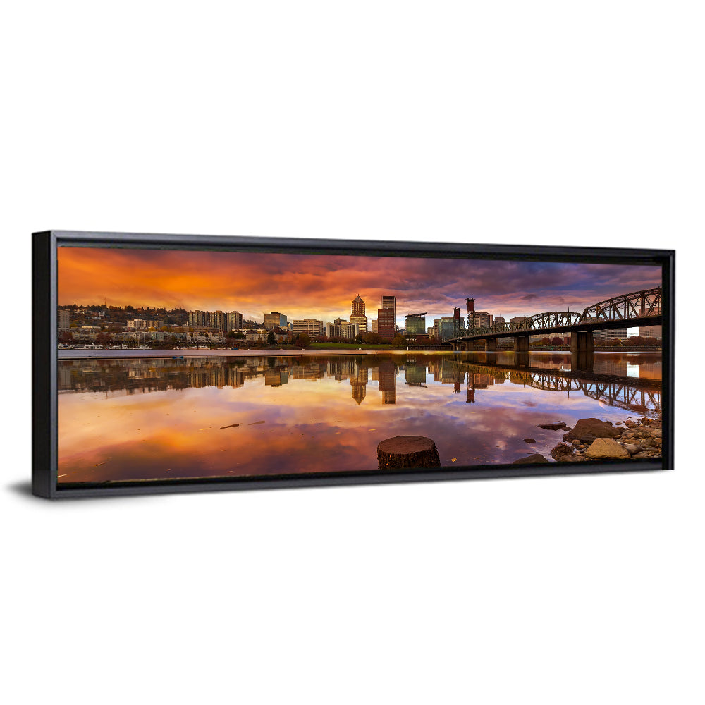 Portland Skyline at Sunset Wall Art