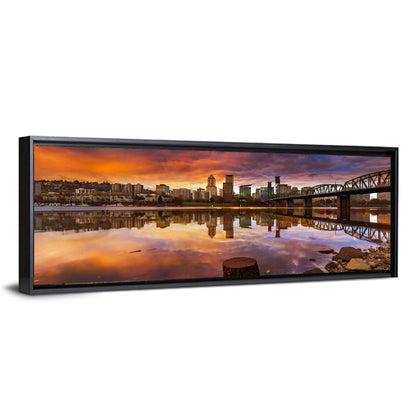 Portland Skyline at Sunset Wall Art
